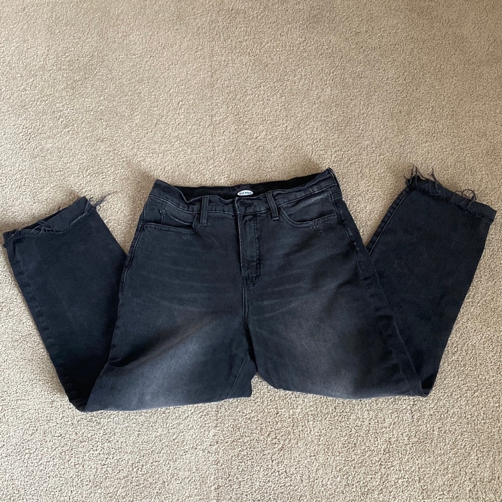 Extra High Waisted Button-Fly Sky Hi Straight Cut-Off Jeans for Women size 10